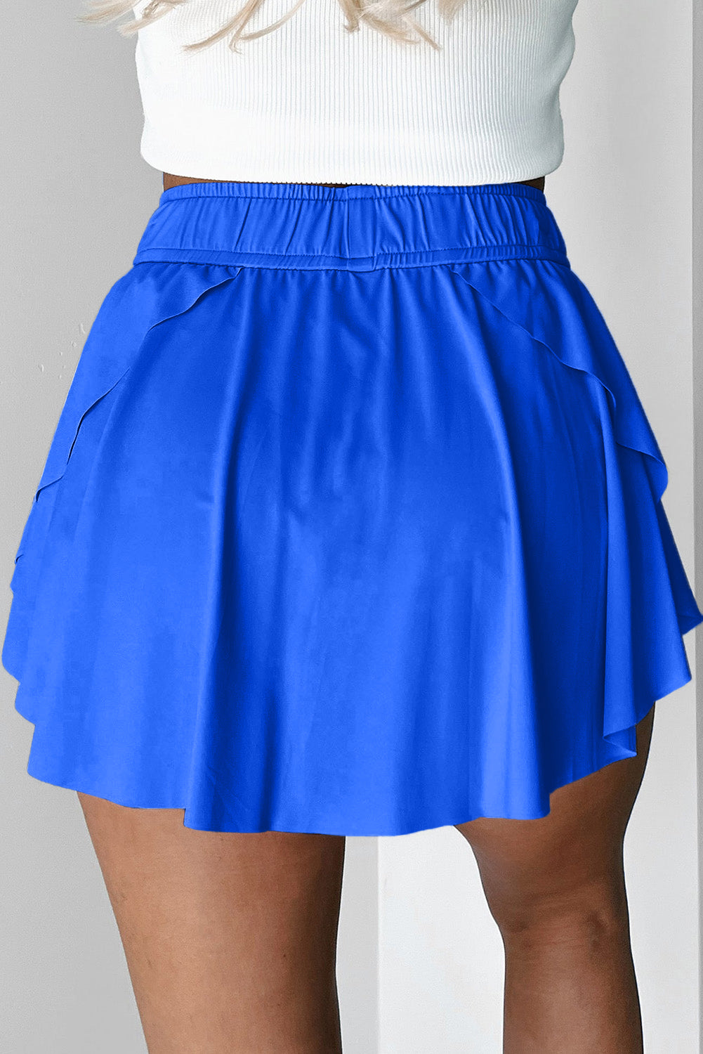 Beige Drawstring High Waist Lined Tennis Skorts